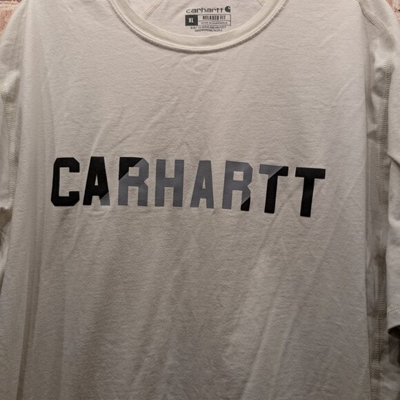 Carhartt FORCE T-Shirt with Black Logo Relaxed Fit Cream Size XL - Picture 2 of 11